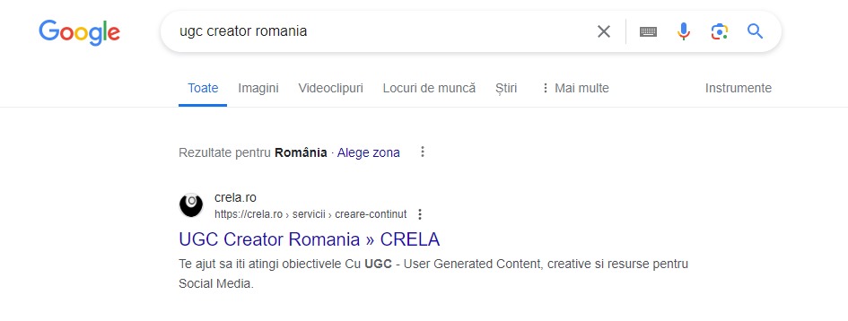 Crela.ro Positia 1 UGC Creator